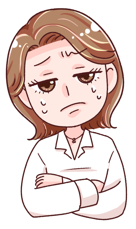 健康情報に迷い、考え込むさきのイラスト